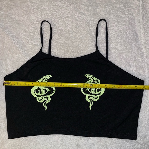 SHEIN cropped‎ spaghetti strap top with green snakes🐍 - Picture 2 of 6